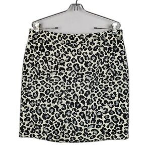 Halogen White Leopard Print Back Zip Mini Skirt 12